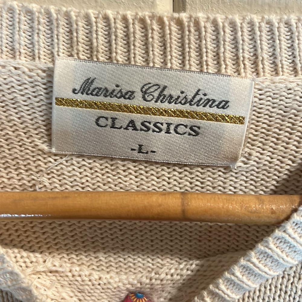 Vintage Marisa Christina Large Noah's Ark Wool Cotton Pullover Sweater - Picture 2 of 10